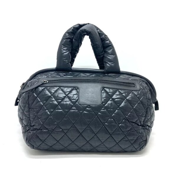 CHANEL A47205 Matelasse Cococoon Bag Hand Bag Tote Bag Nylon Black